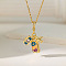 Airplane & Camera & Trunk 304 Stainless Steel Micro Pave Clear Cubic Zirconia Pendant Necklaces, Golden, 15.75 inch(40cm)