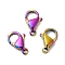 Ion Plating(IP) 304 Stainless Steel Lobster Claw Clasps, Parrot Trigger Clasps, Rainbow Color, 15x9x4mm, Hole: 2mm