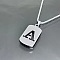 Rectangle with Laser Cut Letter 201 Stainless Steel Initial Pendant Necklaces, Stainless Steel Color, Letter A, 23.62 inch(60cm)