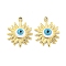 PVD Vacuum Plating 304 Stainless Steel Pendants, with Enamel, Sun with Evil Eye Charms, Real 18K Gold Plated, 14x11x2.8mm, Hole: 1.2mm