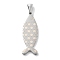304 Stainless Steel Pendants, Jesus Fish Charms, Stainless Steel Color, 46.5x15.5x2mm, Hole: 8x3mm