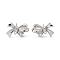 Brass Stud Earring Findings, Bowknot, Platinum, 11.5x16.5mm, Hole: 1.2mm, Pin: 11x1mm
