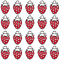 40Pcs Zinc Alloy Pendants, with Enamel, Platinum, Strawberry, 15.5x11x2.5mm, Hole: 1.8mm