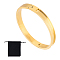 1Pc Stainless Steel Grooved Bangles, DIY Leather Inlay Bangles, with 1Pc Velvet Pouches, Golden, Inner Diameter: 2-1/4x2 inch(5.8x5cm)