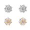 4Pcs 2 Styles Brass & Alloy Micro Pave Clear Cubic Zirconia Shank Buttons, 1-Hole, Flower, Platinum & Light Gold, 15.5~16x15.5~17x7mm, Hole: 1.4~6mm, 2pcs/style