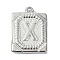 Anti-Tarnish 304 Stainless Steel Pendants, Rectangle with Letter Charm, Letter X, 24.5x18x3mm, Hole: 1.8mm