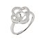 Flower Brass Micro Pave Cubic Zirconia Adjustable Ring Settings, for Half Drilled Beads, Rack Plating, Long-Lasting Plated, Lead Free & Cadmium Free, Platinum, Inner Diameter: 18mm, Tray: 15x15mm, Pin: 3x0.8mm