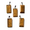 Natural Tiger Eye Faceted Pendants, Rectangle Charms with Stainless Steel Bails, Stainless Steel Color, 25x13x4mm, Hole: 5x4mm