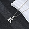 201 Stainless Steel Crystal Rhinestone Initial Pendant Necklaces, Stainless Steel Color, Non-Tarnish, Letter K, 15.75 inch(40cm)