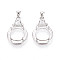 925 Sterling Silver Micro Pave Clear Cubic Zirconia Pendants Claw Cabochon Settings, Gourd with Round Tray, Platinum, Tray: 11mm, 28x17.5x7mm, Hole: 5.5x3mm