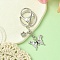Alloy Rhineston and ABS Plastic Pearl Keychain, with Iron Findings, Butterfly, Jet, 8.2cm