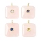 Natural Rose Quartz Pendants, Square Charms with Brass Micro Pave Cubic Zirconia Findings, Golden, The Color Of Zircon Is Random, 31x24~25x6~7mm, Hole: 3x2mm