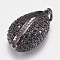 Brass Micro Pave Cubic Zirconia Pendants, with Jump Rings, Shell Shape, Gunmetal, 21x12.5x6mm, Hole: 3mm