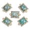 Natural Amazonite Faceted Rectangle Links, Rack Plating Brass Micro Pave Clear Cubic Zirconia Connector Charms, Golden, 11.5x18x4.5mm, Hole: 1.4mm