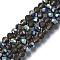 Electroplate Transparent Glass Beads Strands, Half Green Plated, Faceted, Rondelle, Tan, 6x5mm, Hole: 1mm, about 80~85pcs/strand, 38~40cm