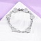 Heart & Horse Eye Brass Micro Pave Clear Cubic Zirconia Link Bracelets for Women, Cadmium Free & Lead Free, Long-Lasting Plated, Rack Plating, Platinum, 6-3/4 inch(17.3cm)