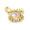 Alloy Rhinestone Pendants, Sea Creatures Charms, Crab, 9x11.5x3.4mm, Hole: 1.4mm