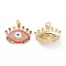 Brass Micro Pave Colorful Cubic Zirconia Pendants, with Enamel and Jump Ring, Real 18K Gold Plated, Eye Charms, Pink, 19.5x23x5.5mm, Jump Ring: 5x0.8mm, Inner Diameter: 3.2mm