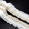 3Yards Polyester Lace Ribbon, with Gold/Silver Wire, Gold, 3-1/2 inch(90mm)