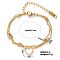 Exquisite Stainless Steel Crystal Rhinestone 2-Strand Sweetheart Link Women's Bracelets, Golden, 5-7/8 inch(15cm)