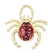 Alloy Rhinestone Pendants, Enamel Style, Rack Plating, Cadmium Free & Nickel Free & Lead Free, Spider, Golden, FireBrick, 40.5x38.5x7.5mm, Hole: 12x8.5mm