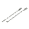 Brass Ends with Chains, Teardrop, Platinum, 73mm, Hole: 2.5mm