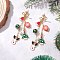 Christmas Theme Alloy Enamel Dangle Stud Earrings, with Handmade Polymer Clay & Shell Pearl & Glass Pearl & Brass Cable Chains, Golden, 69mm
