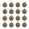 Alloy Pendant Cabochon Settings, For Enamel, Cadmium Free & Lead Free, Flat Round with Letter, Antique Bronze, Letter.S, 14x12x2mm, Hole: 1.5mm