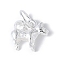 925 Sterling Silver 3D Chinese Zodiac Charms, with Jump Rings, Silver Color Plated, Dog, 8~14x5~11x3~6.5mm, Hole: 3.5mm