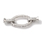 Oval Rack Plating Brass Micro Pave Clear Cubic Zirconia Fold Over Clasps, Long-lasting Plated, Lead Free & Cadmium Free, Platinum, 41mm, Hole: 1mm