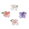 4Pcs 4 Colors Resin Pendants, Flower, with Acrylic and Brass Ball Head Pins, Golden, 8~10x13.5x13.5mm, Hole: 2mm