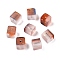 Frosted Glass Beads with Golden Glitter Powder, Two Tone, Cube, Sienna, 8x8x8mm, Hole: 1.5mm