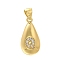 Rack Plating Brass Micro Pave Cubic Zirconia Pendants, Long-Lasting Plated, Lead Free & Cadmium Free,Real 18K Gold Plated, Teardrop with Letter Charms, Letter Q, 21x11mm, Hole: 5x3mm