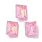 Glass Rhinestone Cabochons, Point Back & Back Plated, Faceted, Rectangle, Light Rose, 8x10x4mm