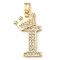 Rack Plating Brass Micro Pave Cubic Zirconia Pendants, Long-Lasting Plated, Lead Free & Cadmium Free, Real 18K Gold Plated, Letter I, 22~24x12~22x2mm, Hole: 3x4mm
