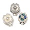 Brass Micro Pave Cubic Zirconia Box Clasps, 2-Strand, 4-Hole, with Shell, Flower, Mixed Color, 21.5x17x8.5mm, Hole: 1.2mm