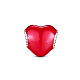 Tinysand ロジウムメッキ 925 スターリングシルバー ヨーロピアン ビーズ  エナメル  単語「love」付けのハート  バレンタインデーのために  プラチナ  レッド  11.97x9.34x10.72mm  穴：4.66mm TS-C-262-2