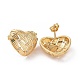 Cubic Zirconia Heart Stud Earrings EJEW-C008-21G-01-2