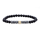 Non-magnetic Synthetic Hematite & Natural Black Agate Beaded Stretch Bracelets Set SJEW-H584-13-2