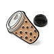 コーヒー豆のエナメルピンが付いたホットドリンクカップ  女性男性用黒合金バッジ  砂茶色  26.3x18.7x1.5mm JEWB-K016-09B-EB-3