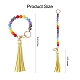 Schlüsselanhänger mit runden Perlen aus Silikon mit Quaste aus Kunstleder KEYC-SW00005-04-3