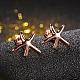 Pendientes de estrella de mar de aleación ecológicos de moda chapados en oro rosa real EJEW-AA00084-RG-1