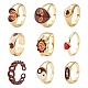 9 pièces 9 style coeur et gourmette et anneaux ovales RJEW-LS0001-57-1