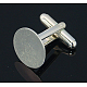 真鍮製カフボタン  アパレルアクセサリのカフスボタンパーツ  銀  25x15mm X-KK-E064-S-3