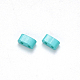 2穴ベーキング塗装ガラスシードビーズ  長方形  ダークターコイズ  4.5~5.5x2x2~2.5mm  穴：0.5~0.8mm  約2000個/袋 SEED-S031-M-412-2