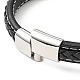 Bracelet cordon plat tressé en cuir de vachette avec 304 fermoirs aimantés en acier inoxydable BJEW-H552-01P-01-3