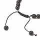 Bracelet de perles tressées en obsidienne naturelle et hématite synthétique avec zircone cubique BJEW-JB08117-01-5