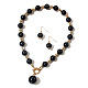 Collane pendenti con perle rotonde in plastica abs e orecchini pendenti per donna&nbsp;WGD1C77-01-2