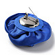 プラスチックパールブローチピン付きフラワークロス  衣類バッグ用のプラチナトーンのアイロンピン  ブルー  70~75x72~80x27~32mm JEWB-K013-01P-04-2