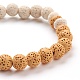Braccialetti con ciondoli elasticizzati con perle di roccia lavica naturale X-BJEW-E376-01E-3